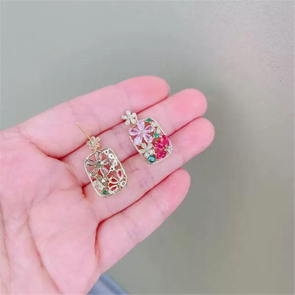 Dainty Colored CZ Flower Dangle Earrings for Wonen Girls 925 Sterling Silver Post Hypoallergenic Rectangle Gold Charms Drop Stud Elegant Pink Green Crystal Wedding Birthday Party Jewelry Gifts for HerDainty Colored CZ Flower Dangle Earrings for Wonen Girls 925 Sterling Silver Post Hypoallergenic Rectangle Gold Charms Drop Stud Elegant Pink Green Crystal Wedding Birthday Party Jewelry Gifts for Her