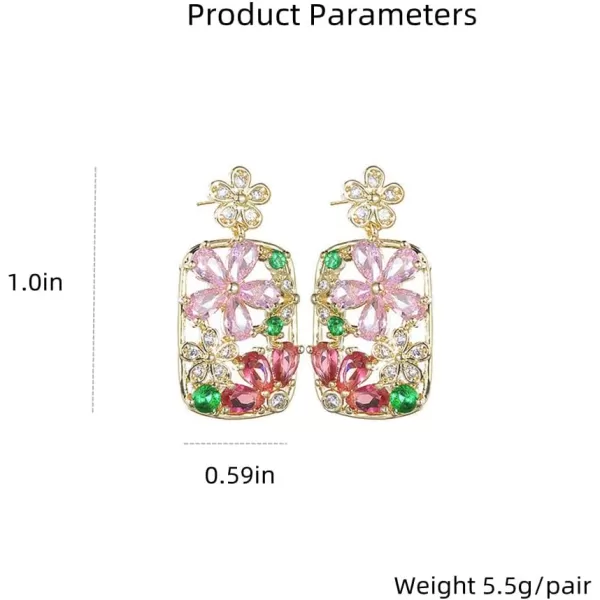 Dainty Colored CZ Flower Dangle Earrings for Wonen Girls 925 Sterling Silver Post Hypoallergenic Rectangle Gold Charms Drop Stud Elegant Pink Green Crystal Wedding Birthday Party Jewelry Gifts for HerDainty Colored CZ Flower Dangle Earrings for Wonen Girls 925 Sterling Silver Post Hypoallergenic Rectangle Gold Charms Drop Stud Elegant Pink Green Crystal Wedding Birthday Party Jewelry Gifts for Her