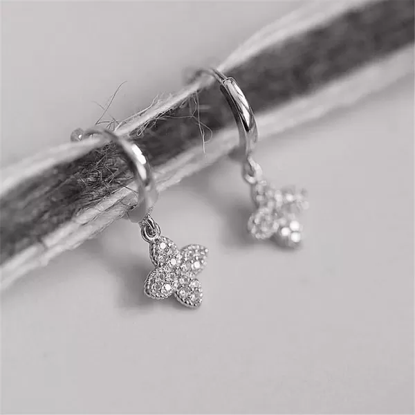 Dainty Cubic Zirconia Flower Dangle Small Hoop Earrings for Women Girls 925 Sterling Silver Diamond Four Leaf Clover Huggie Hoops Cuff Cartilage Piercing Wrap JewelryDainty Cubic Zirconia Flower Dangle Small Hoop Earrings for Women Girls 925 Sterling Silver Diamond Four Leaf Clover Huggie Hoops Cuff Cartilage Piercing Wrap Jewelry