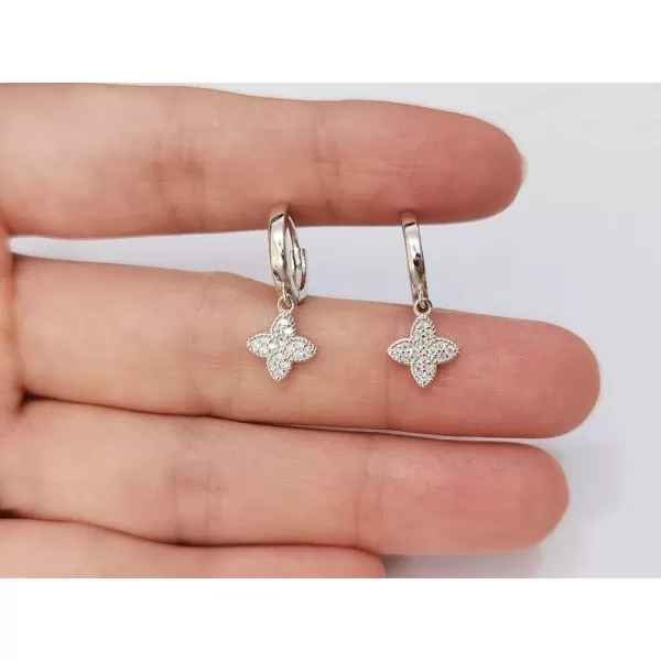 Dainty Cubic Zirconia Flower Dangle Small Hoop Earrings for Women Girls 925 Sterling Silver Diamond Four Leaf Clover Huggie Hoops Cuff Cartilage Piercing Wrap JewelryDainty Cubic Zirconia Flower Dangle Small Hoop Earrings for Women Girls 925 Sterling Silver Diamond Four Leaf Clover Huggie Hoops Cuff Cartilage Piercing Wrap Jewelry