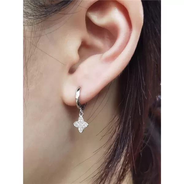 Dainty Cubic Zirconia Flower Dangle Small Hoop Earrings for Women Girls 925 Sterling Silver Diamond Four Leaf Clover Huggie Hoops Cuff Cartilage Piercing Wrap JewelryDainty Cubic Zirconia Flower Dangle Small Hoop Earrings for Women Girls 925 Sterling Silver Diamond Four Leaf Clover Huggie Hoops Cuff Cartilage Piercing Wrap Jewelry