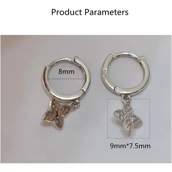 Dainty Cubic Zirconia Flower Dangle Small Hoop Earrings for Women Girls 925 Sterling Silver Diamond Four Leaf Clover Huggie Hoops Cuff Cartilage Piercing Wrap JewelryDainty Cubic Zirconia Flower Dangle Small Hoop Earrings for Women Girls 925 Sterling Silver Diamond Four Leaf Clover Huggie Hoops Cuff Cartilage Piercing Wrap Jewelry