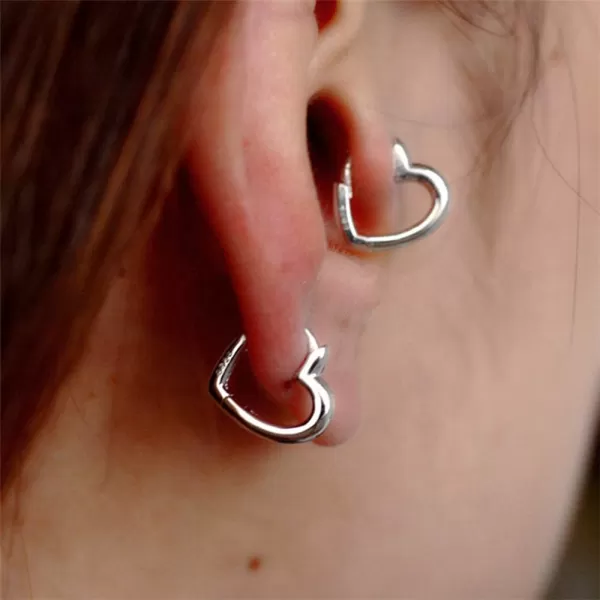 Dainty Love Heart Shaped Small Hoop Sleeper Earrings for Women Teen Girls 925 Sterling Silver 14K Daith Heart Cartilage Tragus Cute Minimalist Hoops Jewelry Gifts Mom Friend BridemaidDainty Love Heart Shaped Small Hoop Sleeper Earrings for Women Teen Girls 925 Sterling Silver 14K Daith Heart Cartilage Tragus Cute Minimalist Hoops Jewelry Gifts Mom Friend Bridemaid