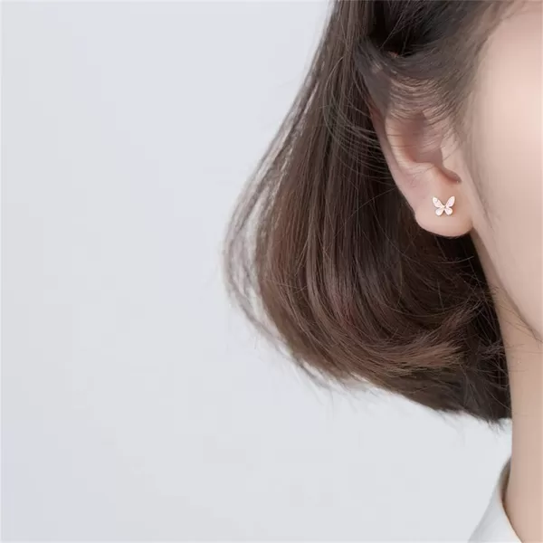 Dainty Small Butterfly Earrings for Women Girls 925 Sterling Silver 14K Rose Gold Plated Cubic Zirconia Crystal Pink Enamel Animal Insect Stud Cartilage Hypoallergenic Post Pin Jewelry GiftsDainty Small Butterfly Earrings for Women Girls 925 Sterling Silver 14K Rose Gold Plated Cubic Zirconia Crystal Pink Enamel Animal Insect Stud Cartilage Hypoallergenic Post Pin Jewelry Gifts