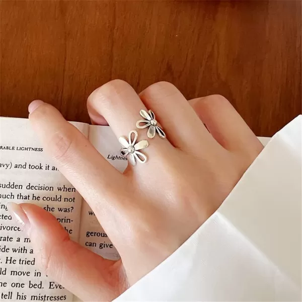 Daisy Flower 925 Sterling Silver Adjustable Open Ring for Women Girls Hypoallergenic Expandable Wedding Statement Finger Rings Comfort Fit Dainty Engagement Birthday Mothers Day Jewelry GiftDaisy Flower 925 Sterling Silver Adjustable Open Ring for Women Girls Hypoallergenic Expandable Wedding Statement Finger Rings Comfort Fit Dainty Engagement Birthday Mothers Day Jewelry Gift