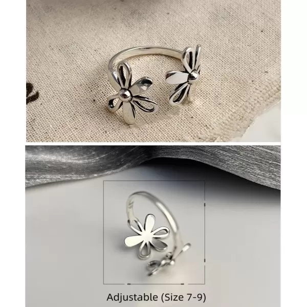 Daisy Flower 925 Sterling Silver Adjustable Open Ring for Women Girls Hypoallergenic Expandable Wedding Statement Finger Rings Comfort Fit Dainty Engagement Birthday Mothers Day Jewelry GiftDaisy Flower 925 Sterling Silver Adjustable Open Ring for Women Girls Hypoallergenic Expandable Wedding Statement Finger Rings Comfort Fit Dainty Engagement Birthday Mothers Day Jewelry Gift