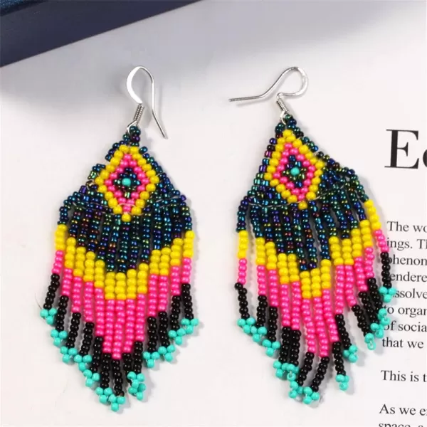 Drop Statement Earrings Handmade Boho Ethnic Beaded Dangle Hook Stud Earring Geomentic Colorized Seed Beads Chandelier Bohemian Party Exaggerated Personalized Jewelry ColorfulDrop Statement Earrings Handmade Boho Ethnic Beaded Dangle Hook Stud Earring Geomentic Colorized Seed Beads Chandelier Bohemian Party Exaggerated Personalized Jewelry Colorful