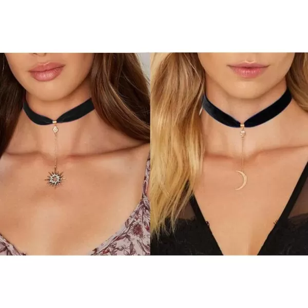 Dtja 2PCS Moon Sun Choker Y Necklaces Set for Women Girls Cubic Zirconia Crystal Dangling Crescent Star Tassel Chain Adjustable Black Velvet Leather Collar Pendant Necklace JewelryDtja 2PCS Moon Sun Choker Y Necklaces Set for Women Girls Cubic Zirconia Crystal Dangling Crescent Star Tassel Chain Adjustable Black Velvet Leather Collar Pendant Necklace Jewelry