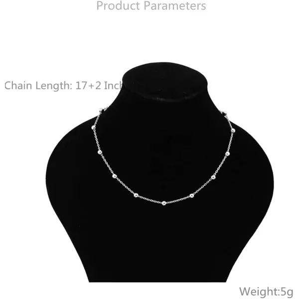 Dtja 5mm Ball Bead Necklace Stainless Steel Choker Pendant Necklaces for Women Girls Vintage Beaded Link Chain Adjustable Fashion Punk Simple Jewelry 1719 InchesDtja 5mm Ball Bead Necklace Stainless Steel Choker Pendant Necklaces for Women Girls Vintage Beaded Link Chain Adjustable Fashion Punk Simple Jewelry 1719 Inches