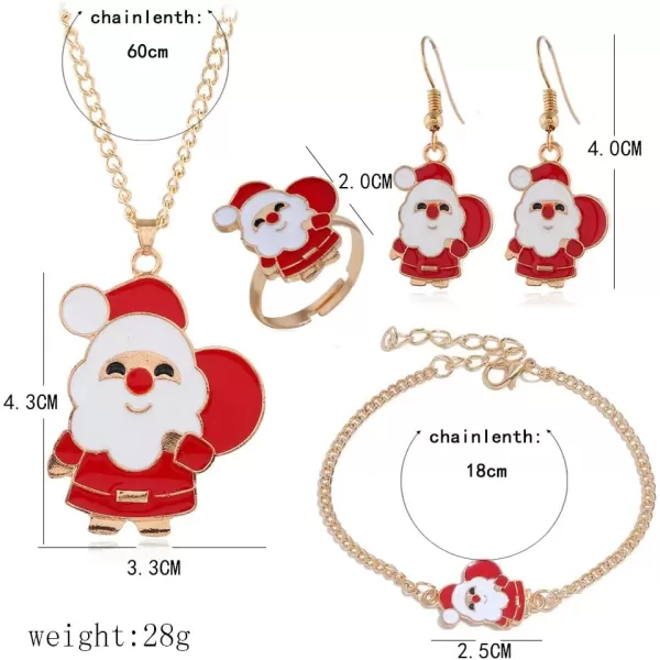 Dtja 5pcs Christmas Jewelry Set for Women Girls Cute Red Enamel Santa Claus Earrings Adjustable Ring Pendant Necklace Gold Plated Link Chain Lovely Gifts for Holiday FestivalDtja 5pcs Christmas Jewelry Set for Women Girls Cute Red Enamel Santa Claus Earrings Adjustable Ring Pendant Necklace Gold Plated Link Chain Lovely Gifts for Holiday Festival