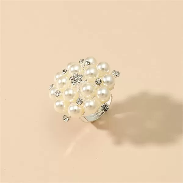 Dtja Big CZ Pearl Statement Wedding Ring for Women Girls Vintage CZ Crystal Faux Pearls Ball Flower Adjustable Open Band Wrap Birthday Cocktail Party Ring Comfort Fit Exaggerated Jewelry GiftDtja Big CZ Pearl Statement Wedding Ring for Women Girls Vintage CZ Crystal Faux Pearls Ball Flower Adjustable Open Band Wrap Birthday Cocktail Party Ring Comfort Fit Exaggerated Jewelry Gift
