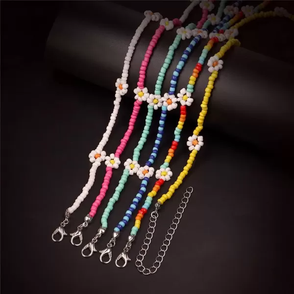 Dtja Boho Bead Flower Necklace for Women Girls Bohemian Colorful Ball Bead Seed Handmade Adjustable Choker Chain Layered Bracelet Anklet Beachy Y2K Necklaces Gift YellowDtja Boho Bead Flower Necklace for Women Girls Bohemian Colorful Ball Bead Seed Handmade Adjustable Choker Chain Layered Bracelet Anklet Beachy Y2K Necklaces Gift Yellow
