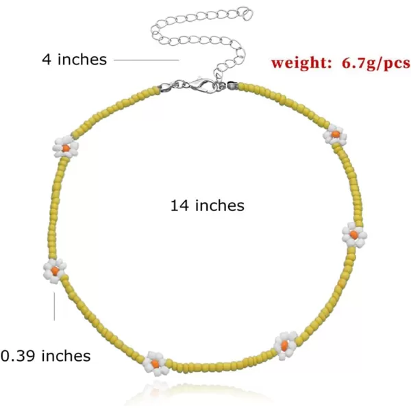 Dtja Boho Bead Flower Necklace for Women Girls Bohemian Colorful Ball Bead Seed Handmade Adjustable Choker Chain Layered Bracelet Anklet Beachy Y2K Necklaces Gift YellowDtja Boho Bead Flower Necklace for Women Girls Bohemian Colorful Ball Bead Seed Handmade Adjustable Choker Chain Layered Bracelet Anklet Beachy Y2K Necklaces Gift Yellow