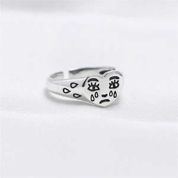 Dtja Broken Heart 925 Sterling Silver Ring for Women Girls Crying Face Statement Expandable Open Finger Ring Adjustable Valentines Birthday Anniversary Jewelry Gifts for Girl FriendDtja Broken Heart 925 Sterling Silver Ring for Women Girls Crying Face Statement Expandable Open Finger Ring Adjustable Valentines Birthday Anniversary Jewelry Gifts for Girl Friend