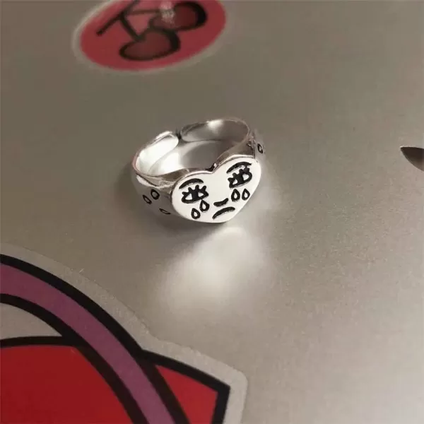 Dtja Broken Heart 925 Sterling Silver Ring for Women Girls Crying Face Statement Expandable Open Finger Ring Adjustable Valentines Birthday Anniversary Jewelry Gifts for Girl FriendDtja Broken Heart 925 Sterling Silver Ring for Women Girls Crying Face Statement Expandable Open Finger Ring Adjustable Valentines Birthday Anniversary Jewelry Gifts for Girl Friend
