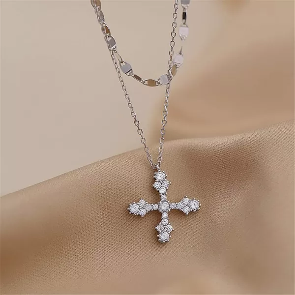 Dtja Layered Crystal Cross Pendant Necklace for Women Girls 925 Sterling Silver Cubic Zirconia Minimalist Choker Charm Chain Fashion Elegant Jewelry Valentine BoxDtja Layered Crystal Cross Pendant Necklace for Women Girls 925 Sterling Silver Cubic Zirconia Minimalist Choker Charm Chain Fashion Elegant Jewelry Valentine Box