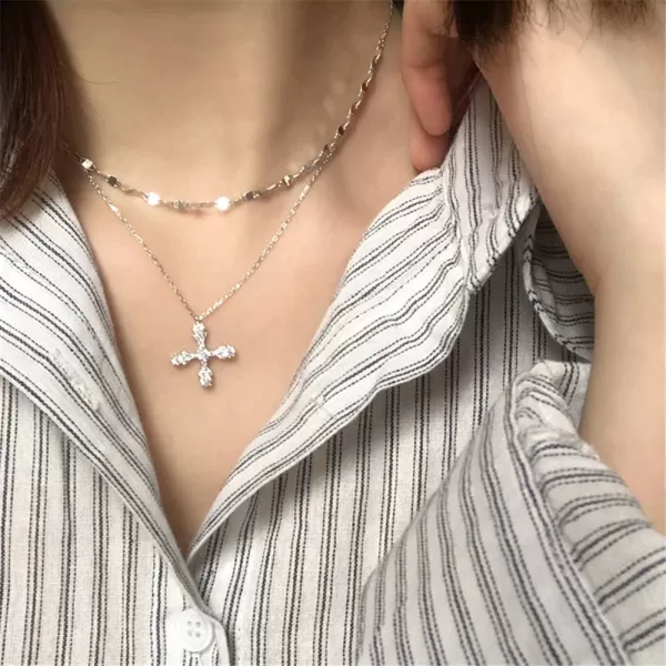 Dtja Layered Crystal Cross Pendant Necklace for Women Girls 925 Sterling Silver Cubic Zirconia Minimalist Choker Charm Chain Fashion Elegant Jewelry Valentine BoxDtja Layered Crystal Cross Pendant Necklace for Women Girls 925 Sterling Silver Cubic Zirconia Minimalist Choker Charm Chain Fashion Elegant Jewelry Valentine Box