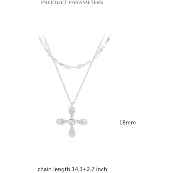 Dtja Layered Crystal Cross Pendant Necklace for Women Girls 925 Sterling Silver Cubic Zirconia Minimalist Choker Charm Chain Fashion Elegant Jewelry Valentine BoxDtja Layered Crystal Cross Pendant Necklace for Women Girls 925 Sterling Silver Cubic Zirconia Minimalist Choker Charm Chain Fashion Elegant Jewelry Valentine Box