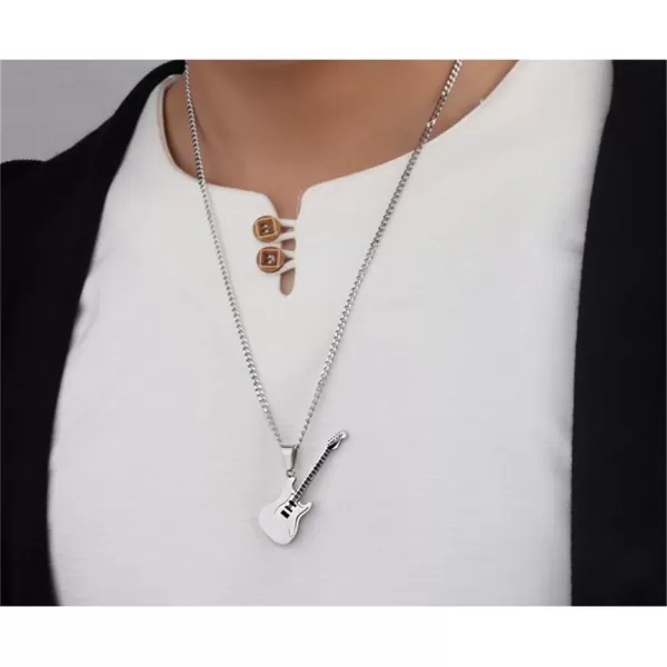 Dtja Punk Guitar Pendant Stainless Steel Necklace for Men Women Girls Personalized RampB Rock Electronic Musical Charm Chain 24 inches Fashion Vintage Jewelry Gift for Musician LoverDtja Punk Guitar Pendant Stainless Steel Necklace for Men Women Girls Personalized RampB Rock Electronic Musical Charm Chain 24 inches Fashion Vintage Jewelry Gift for Musician Lover