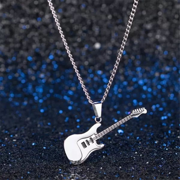 Dtja Punk Guitar Pendant Stainless Steel Necklace for Men Women Girls Personalized RampB Rock Electronic Musical Charm Chain 24 inches Fashion Vintage Jewelry Gift for Musician LoverDtja Punk Guitar Pendant Stainless Steel Necklace for Men Women Girls Personalized RampB Rock Electronic Musical Charm Chain 24 inches Fashion Vintage Jewelry Gift for Musician Lover