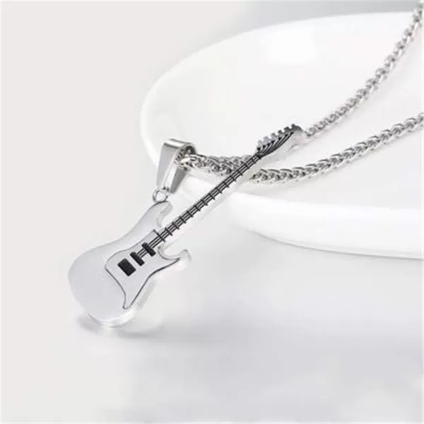 Dtja Punk Guitar Pendant Stainless Steel Necklace for Men Women Girls Personalized RampB Rock Electronic Musical Charm Chain 24 inches Fashion Vintage Jewelry Gift for Musician LoverDtja Punk Guitar Pendant Stainless Steel Necklace for Men Women Girls Personalized RampB Rock Electronic Musical Charm Chain 24 inches Fashion Vintage Jewelry Gift for Musician Lover