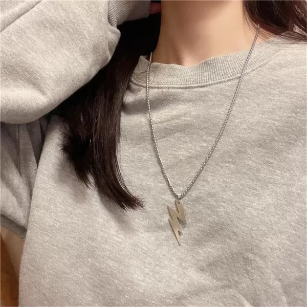 Dtja Punk Lightning Bolt Pendant Necklace for Women Men Stainless Steel Long Box Chain Fashion Hip Hop Unisex Jewelry BFF Gifts 23 InchesDtja Punk Lightning Bolt Pendant Necklace for Women Men Stainless Steel Long Box Chain Fashion Hip Hop Unisex Jewelry BFF Gifts 23 Inches