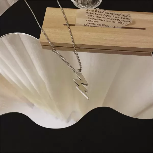 Dtja Punk Lightning Bolt Pendant Necklace for Women Men Stainless Steel Long Box Chain Fashion Hip Hop Unisex Jewelry BFF Gifts 23 InchesDtja Punk Lightning Bolt Pendant Necklace for Women Men Stainless Steel Long Box Chain Fashion Hip Hop Unisex Jewelry BFF Gifts 23 Inches