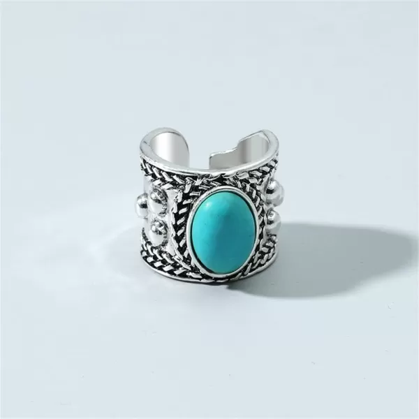 Dtja Turquoise Adjustable Open Wide Band Ring for Women Girls Vintage Boho Ball Bead Blue Stone Knuckle Finger Rings Comfort Fit Bohemian Birthday Christmas Retro Party Jewelry GiftDtja Turquoise Adjustable Open Wide Band Ring for Women Girls Vintage Boho Ball Bead Blue Stone Knuckle Finger Rings Comfort Fit Bohemian Birthday Christmas Retro Party Jewelry Gift