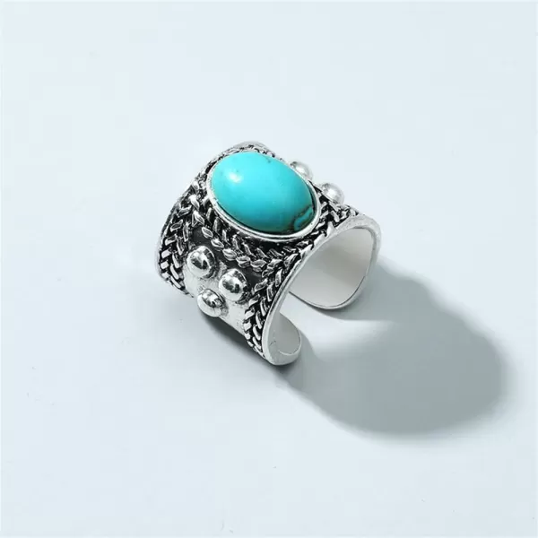 Dtja Turquoise Adjustable Open Wide Band Ring for Women Girls Vintage Boho Ball Bead Blue Stone Knuckle Finger Rings Comfort Fit Bohemian Birthday Christmas Retro Party Jewelry GiftDtja Turquoise Adjustable Open Wide Band Ring for Women Girls Vintage Boho Ball Bead Blue Stone Knuckle Finger Rings Comfort Fit Bohemian Birthday Christmas Retro Party Jewelry Gift