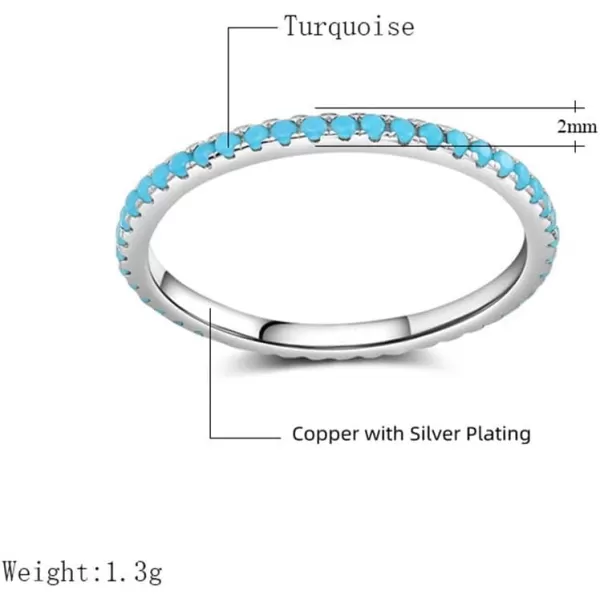 Dtja Turquoise Stackable Ring for Women Girls Boho Blue Stone Stacking Statement Knuckle Band Rings Comfort Fit Simple Retro Wedding Promise Christmas Birthday Jewelry Gift9