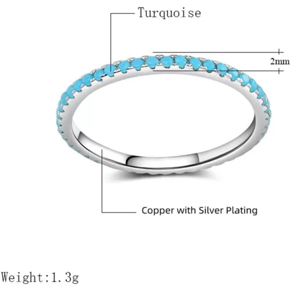 Dtja Turquoise Stackable Ring for Women Girls Boho Blue Stone Stacking Statement Knuckle Band Rings Comfort Fit Simple Retro Wedding Promise Christmas Birthday Jewelry Gift10