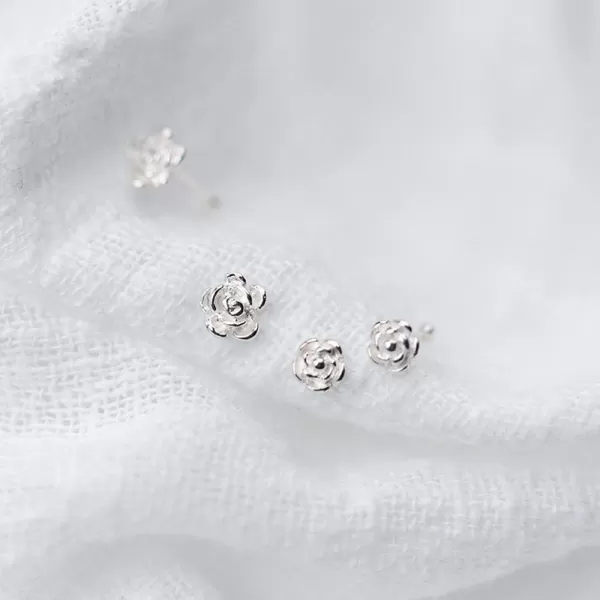 Dtja Unique Nose Rings Studs 22g Body Piercing Jewelry for Women Girls S925 Sterling Silver Tiny Rose Flower Ball Bead Labret Screw Micro Nose Stud Post Pin Hypoallgenic Personalized Jewelry4mm pair
