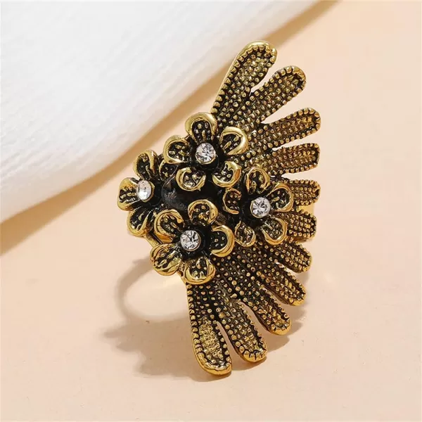 Dtja Vintage CZ Flower Leaf Statement Ring for Women Girls Boho Antique Crystal Beaded Expandable Open Wrap Finger Rings Adjustable Comfort Fit Indian Bollywood Style Y2K JewelryDtja Vintage CZ Flower Leaf Statement Ring for Women Girls Boho Antique Crystal Beaded Expandable Open Wrap Finger Rings Adjustable Comfort Fit Indian Bollywood Style Y2K Jewelry