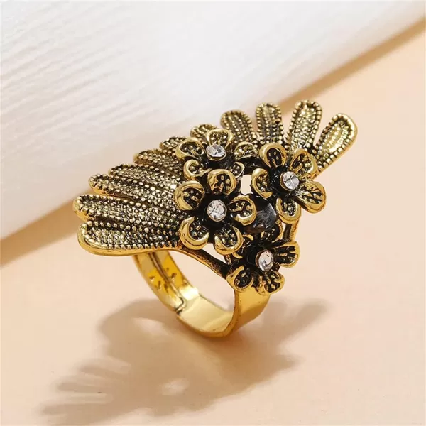 Dtja Vintage CZ Flower Leaf Statement Ring for Women Girls Boho Antique Crystal Beaded Expandable Open Wrap Finger Rings Adjustable Comfort Fit Indian Bollywood Style Y2K JewelryDtja Vintage CZ Flower Leaf Statement Ring for Women Girls Boho Antique Crystal Beaded Expandable Open Wrap Finger Rings Adjustable Comfort Fit Indian Bollywood Style Y2K Jewelry