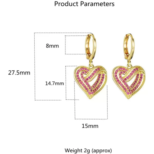 Elegant CZ Love Heart Dangle Small Hoop Earrings for Women Girls Hypoallergenic with Ruby Red Crystal Charms Drop Dangling Dainty Cute Wedding Valentine Anniversary Jewelry GiftsElegant CZ Love Heart Dangle Small Hoop Earrings for Women Girls Hypoallergenic with Ruby Red Crystal Charms Drop Dangling Dainty Cute Wedding Valentine Anniversary Jewelry Gifts