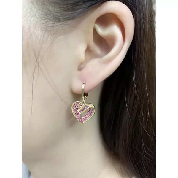 Elegant CZ Love Heart Dangle Small Hoop Earrings for Women Girls Hypoallergenic with Ruby Red Crystal Charms Drop Dangling Dainty Cute Wedding Valentine Anniversary Jewelry GiftsElegant CZ Love Heart Dangle Small Hoop Earrings for Women Girls Hypoallergenic with Ruby Red Crystal Charms Drop Dangling Dainty Cute Wedding Valentine Anniversary Jewelry Gifts