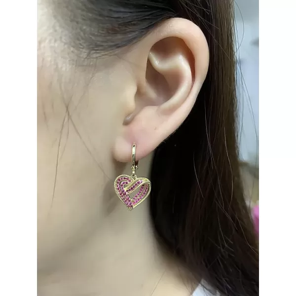 Elegant CZ Love Heart Dangle Small Hoop Earrings for Women Girls Hypoallergenic with Ruby Red Crystal Charms Drop Dangling Dainty Cute Wedding Valentine Anniversary Jewelry GiftsElegant CZ Love Heart Dangle Small Hoop Earrings for Women Girls Hypoallergenic with Ruby Red Crystal Charms Drop Dangling Dainty Cute Wedding Valentine Anniversary Jewelry Gifts