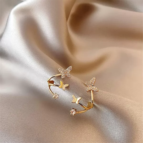 Gold Butterfly Non Piercing Ear Cuff Wrap Earrings for Women Girls Cubic Zirconia Dainty 3 Layered Huggie Cartilage Clip on Earring Nickel Free Birthday Party Jewelry GiftGold Butterfly Non Piercing Ear Cuff Wrap Earrings for Women Girls Cubic Zirconia Dainty 3 Layered Huggie Cartilage Clip on Earring Nickel Free Birthday Party Jewelry Gift