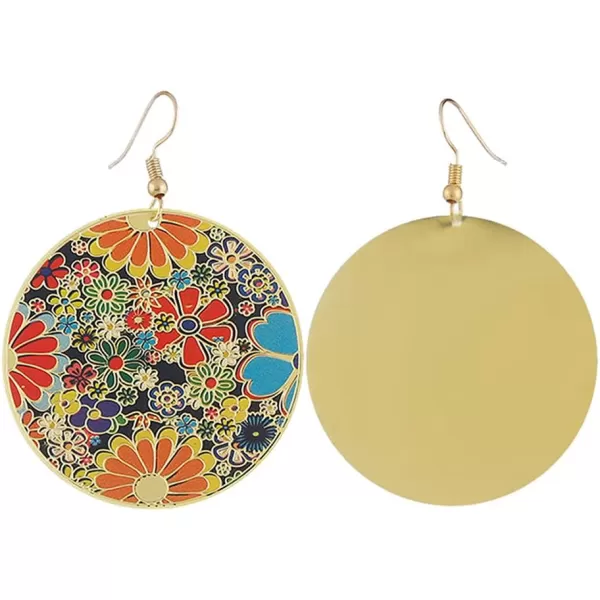 Gold Round Flower Disc Drop Dangle Earrings for Women Girls with Charms Boho Circle Ball Disk Blossom Spring Big Statement Dangling Hook Stud Earring Exaggerated JewelryGold Round Flower Disc Drop Dangle Earrings for Women Girls with Charms Boho Circle Ball Disk Blossom Spring Big Statement Dangling Hook Stud Earring Exaggerated Jewelry