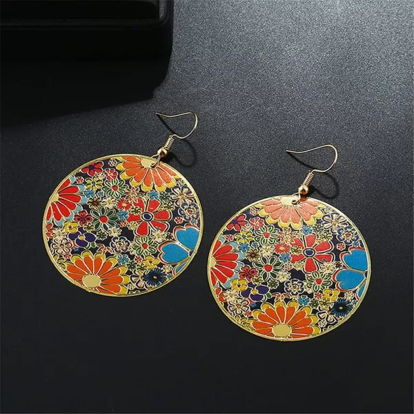 Gold Round Flower Disc Drop Dangle Earrings for Women Girls with Charms Boho Circle Ball Disk Blossom Spring Big Statement Dangling Hook Stud Earring Exaggerated JewelryGold Round Flower Disc Drop Dangle Earrings for Women Girls with Charms Boho Circle Ball Disk Blossom Spring Big Statement Dangling Hook Stud Earring Exaggerated Jewelry