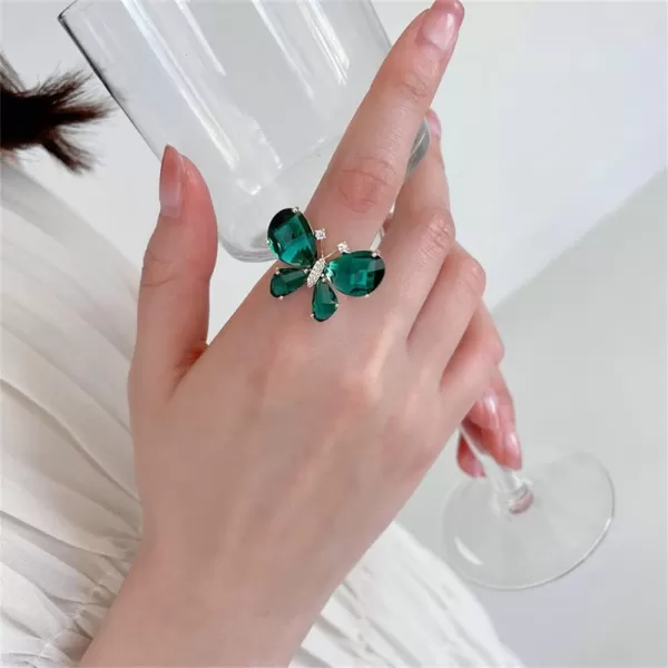 Green CZ Butterfly Statement Ring for Women Girls Hypoallergenic Gold Plated Adjustable Expandable Open Wrap Rings Comfort Fit Art Deco Fashion Birthday Wedding Party Jewelry GiftGreen CZ Butterfly Statement Ring for Women Girls Hypoallergenic Gold Plated Adjustable Expandable Open Wrap Rings Comfort Fit Art Deco Fashion Birthday Wedding Party Jewelry Gift
