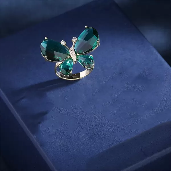 Green CZ Butterfly Statement Ring for Women Girls Hypoallergenic Gold Plated Adjustable Expandable Open Wrap Rings Comfort Fit Art Deco Fashion Birthday Wedding Party Jewelry GiftGreen CZ Butterfly Statement Ring for Women Girls Hypoallergenic Gold Plated Adjustable Expandable Open Wrap Rings Comfort Fit Art Deco Fashion Birthday Wedding Party Jewelry Gift
