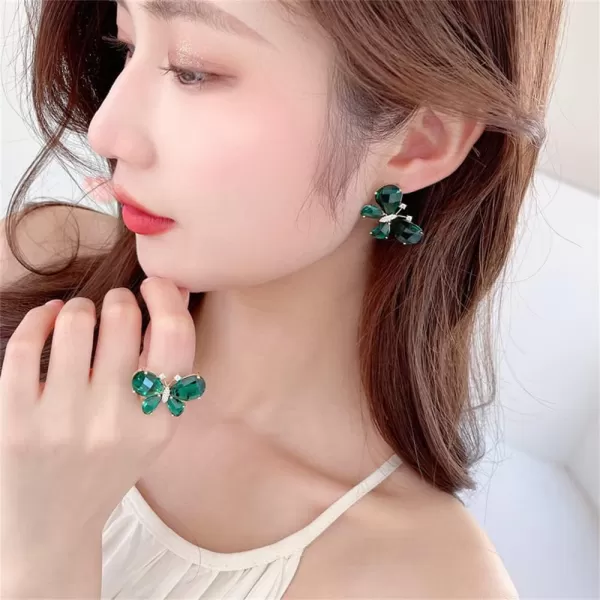 Green CZ Butterfly Statement Ring for Women Girls Hypoallergenic Gold Plated Adjustable Expandable Open Wrap Rings Comfort Fit Art Deco Fashion Birthday Wedding Party Jewelry GiftGreen CZ Butterfly Statement Ring for Women Girls Hypoallergenic Gold Plated Adjustable Expandable Open Wrap Rings Comfort Fit Art Deco Fashion Birthday Wedding Party Jewelry Gift