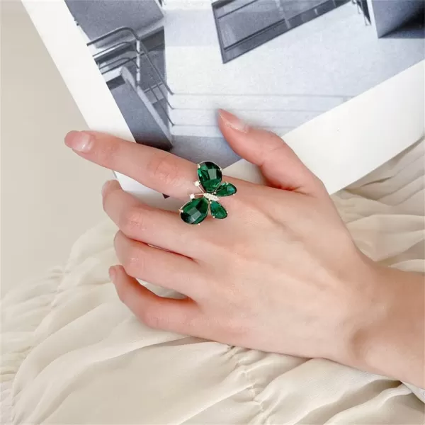 Green CZ Butterfly Statement Ring for Women Girls Hypoallergenic Gold Plated Adjustable Expandable Open Wrap Rings Comfort Fit Art Deco Fashion Birthday Wedding Party Jewelry GiftGreen CZ Butterfly Statement Ring for Women Girls Hypoallergenic Gold Plated Adjustable Expandable Open Wrap Rings Comfort Fit Art Deco Fashion Birthday Wedding Party Jewelry Gift