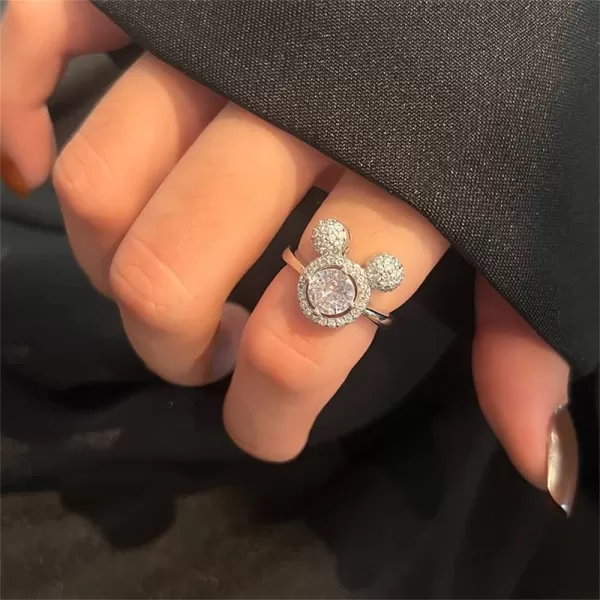 Halo CZ Mouse Statement Ring for Women Girls Silver Plated Cubic Zirconia Cute Mice Animal Promise Adjustable Expandable Finger Band Ring Comfort Fit Dainty Christmas Birthday Party Jewelry GiftHalo CZ Mouse Statement Ring for Women Girls Silver Plated Cubic Zirconia Cute Mice Animal Promise Adjustable Expandable Finger Band Ring Comfort Fit Dainty Christmas Birthday Party Jewelry Gift