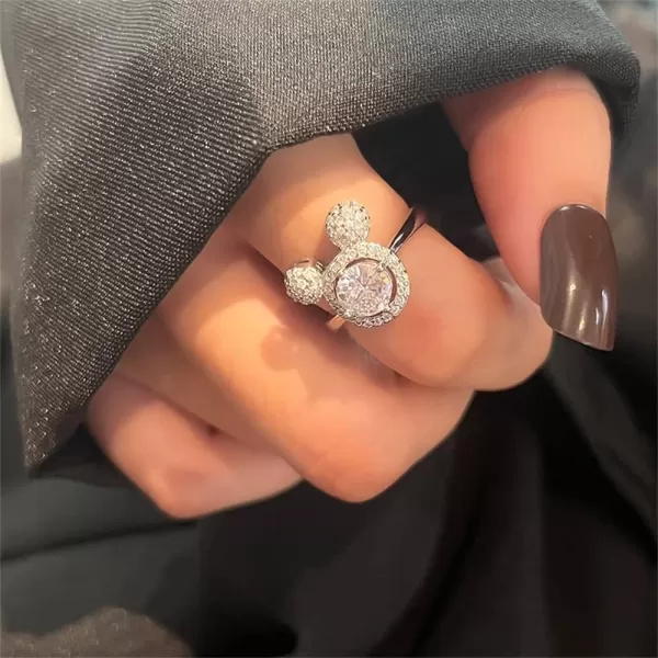Halo CZ Mouse Statement Ring for Women Girls Silver Plated Cubic Zirconia Cute Mice Animal Promise Adjustable Expandable Finger Band Ring Comfort Fit Dainty Christmas Birthday Party Jewelry GiftHalo CZ Mouse Statement Ring for Women Girls Silver Plated Cubic Zirconia Cute Mice Animal Promise Adjustable Expandable Finger Band Ring Comfort Fit Dainty Christmas Birthday Party Jewelry Gift