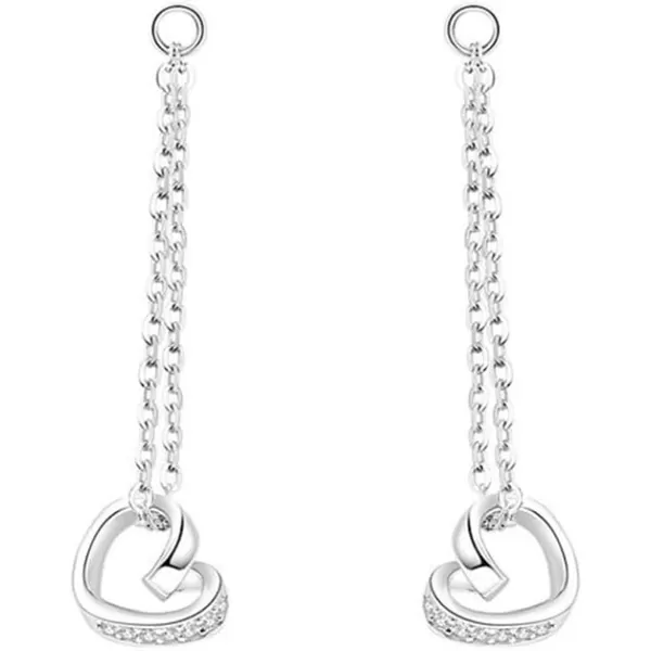 Heart Tassel Chain 925 Sterling Silver Dangle Drop Stud Earrings for Women Girls Cubic Zirconia Cute Love Charms Dangling Hypoallergenic Valentine Birthday Wedding Jewelry GiftsHeart Tassel Chain 925 Sterling Silver Dangle Drop Stud Earrings for Women Girls Cubic Zirconia Cute Love Charms Dangling Hypoallergenic Valentine Birthday Wedding Jewelry Gifts