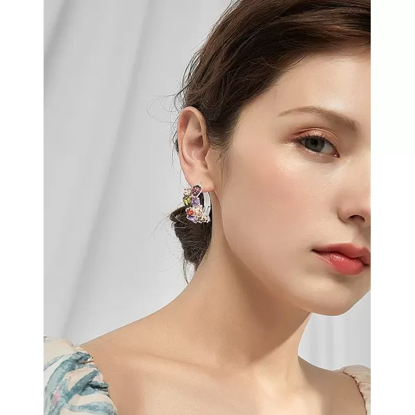 Huggie Austrian Crystal Hoop Earrings AAA Cubic Zirconia Lever Back Earring for Women Girls Silver Plated Crystal Teardrop Leaf Cluster Elegant Wedding Birthday Party Jewelry Gift ColorfulHuggie Austrian Crystal Hoop Earrings AAA Cubic Zirconia Lever Back Earring for Women Girls Silver Plated Crystal Teardrop Leaf Cluster Elegant Wedding Birthday Party Jewelry Gift Colorful