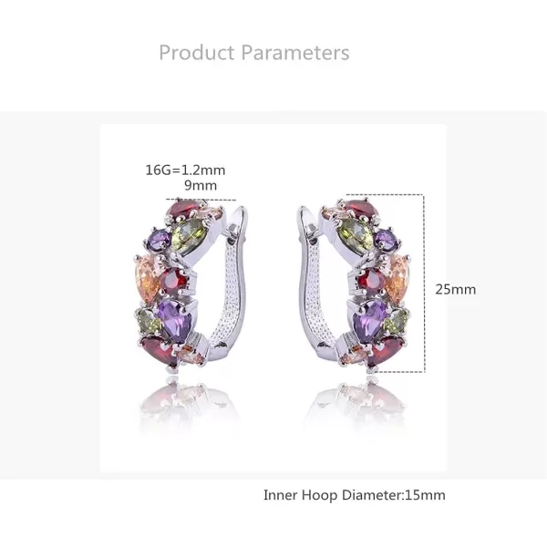 Huggie Austrian Crystal Hoop Earrings AAA Cubic Zirconia Lever Back Earring for Women Girls Silver Plated Crystal Teardrop Leaf Cluster Elegant Wedding Birthday Party Jewelry Gift ColorfulHuggie Austrian Crystal Hoop Earrings AAA Cubic Zirconia Lever Back Earring for Women Girls Silver Plated Crystal Teardrop Leaf Cluster Elegant Wedding Birthday Party Jewelry Gift Colorful