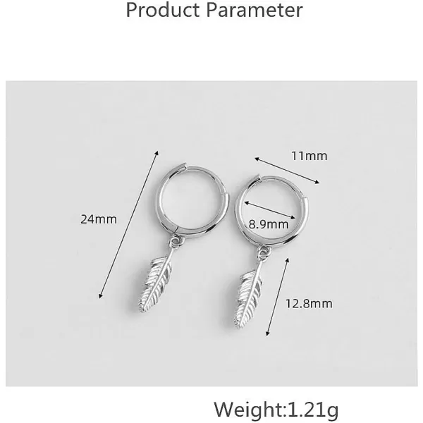 Huggie Small Sleeper Hoop Earrings for Women Girls Sterling Silver Cubic Zirconia with Charms Cute Star Love Heart Key Feather Drop Dangle Cuff Cartilage Helix Stud Dainty Multiple JewelrySilver Feather